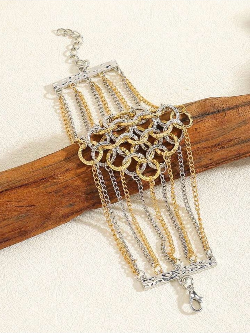 Two-Tone Gold and Silver Chain Link Bracelet - Women Jewelry